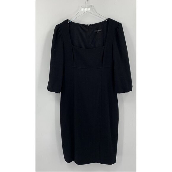 David Meister Dresses & Skirts - David Meister black shift dress puffed elbow sleeves crepe square neck modest 10